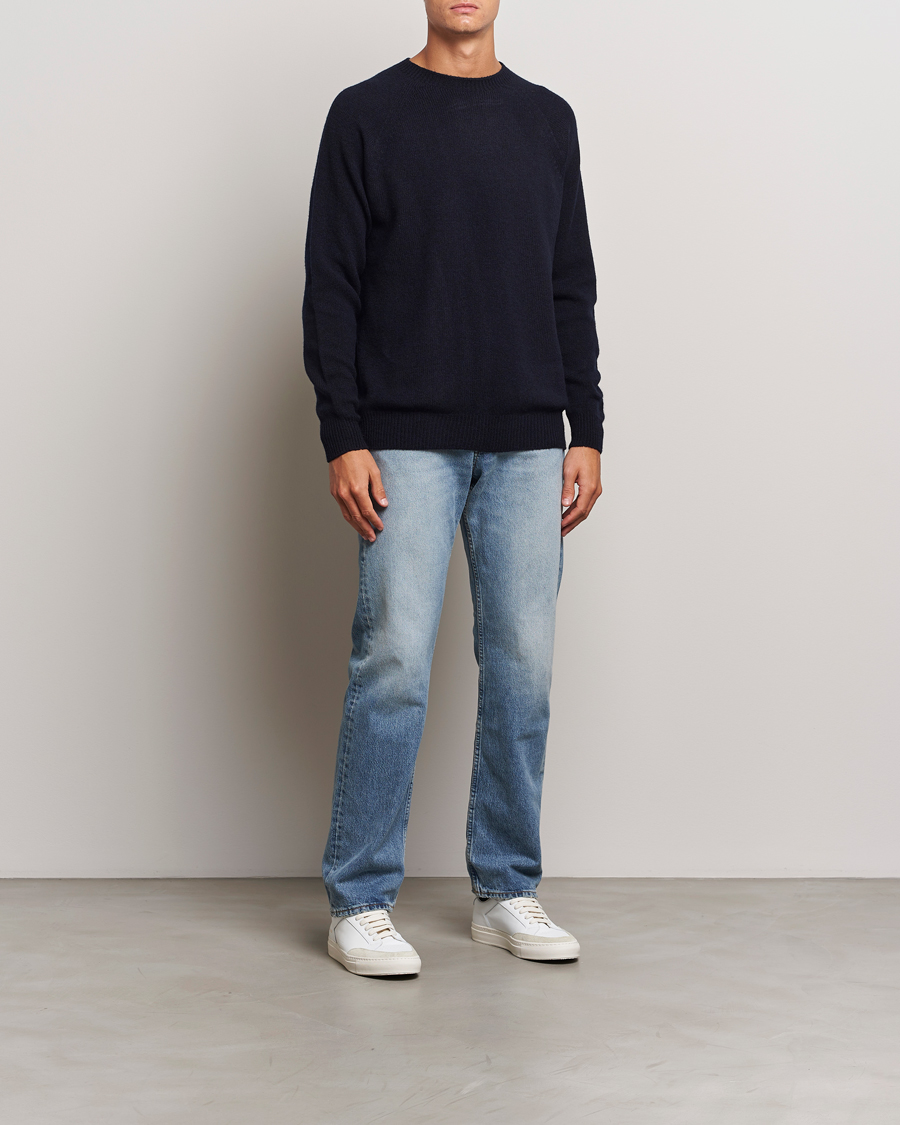 Herre | Trøjer | Sunspel | Lambswool Crewneck Dark Navy Moiline