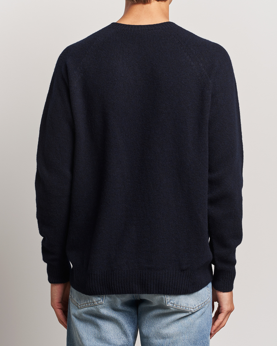 Herre | Trøjer | Sunspel | Lambswool Crewneck Dark Navy Moiline