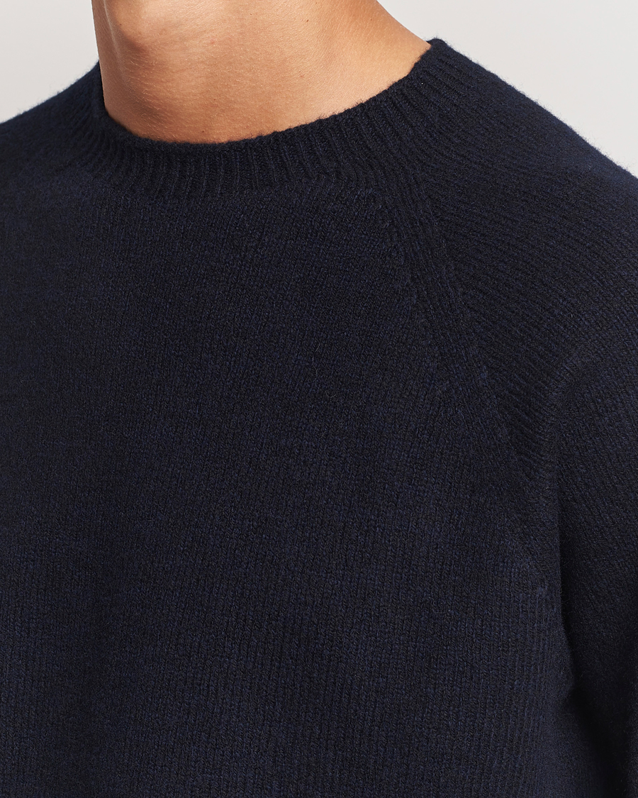 Herre | Trøjer | Sunspel | Lambswool Crewneck Dark Navy Moiline