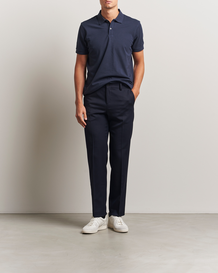 Herre | Polotrøjer | Sunspel | Short Sleeve Pique Polo Navy