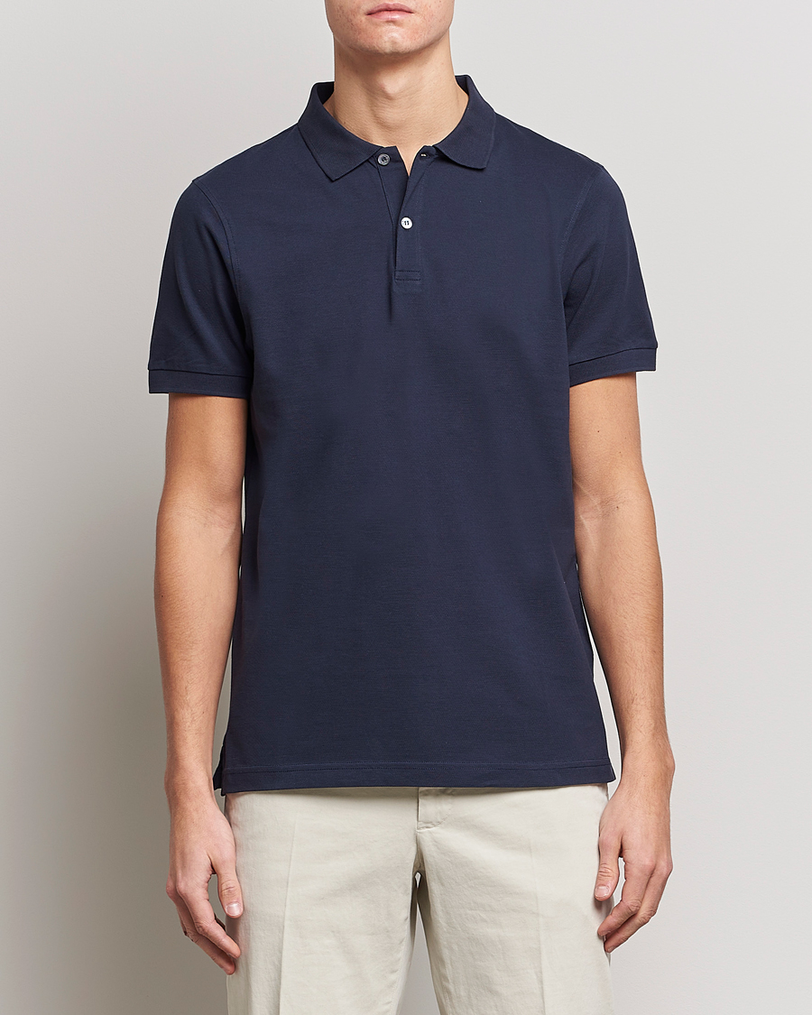 Herre | Kortærmede polotrøjer | Sunspel | Short Sleeve Pique Polo Navy