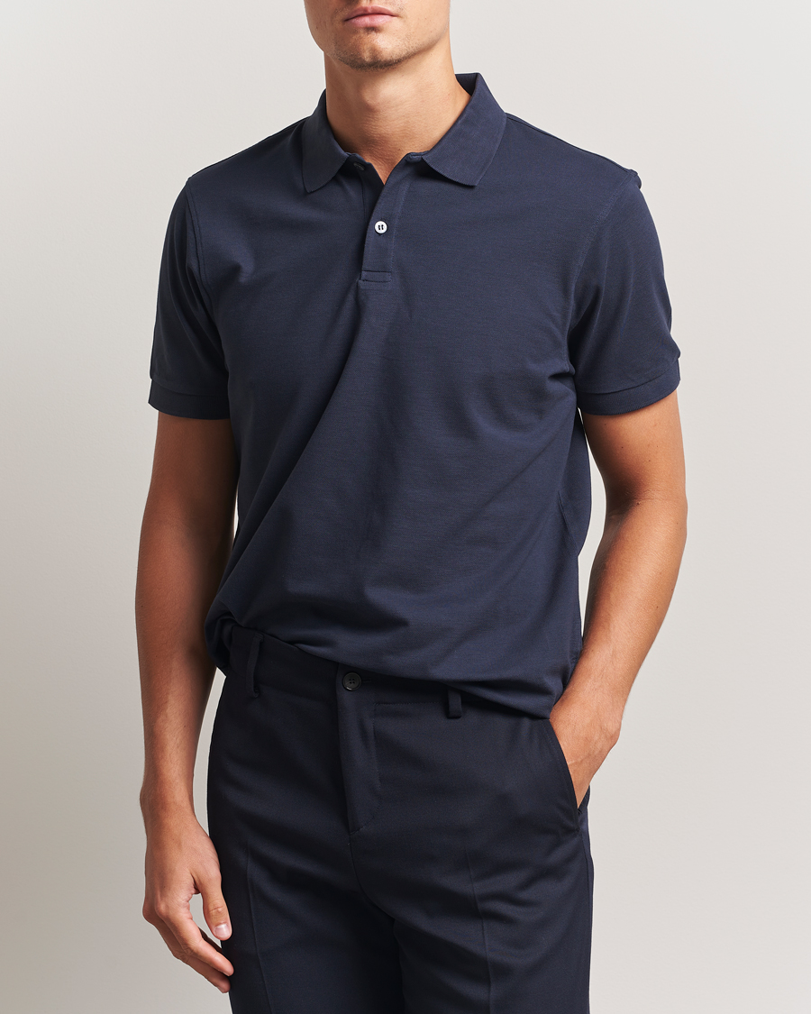 Herre | Polotrøjer | Sunspel | Short Sleeve Pique Polo Navy