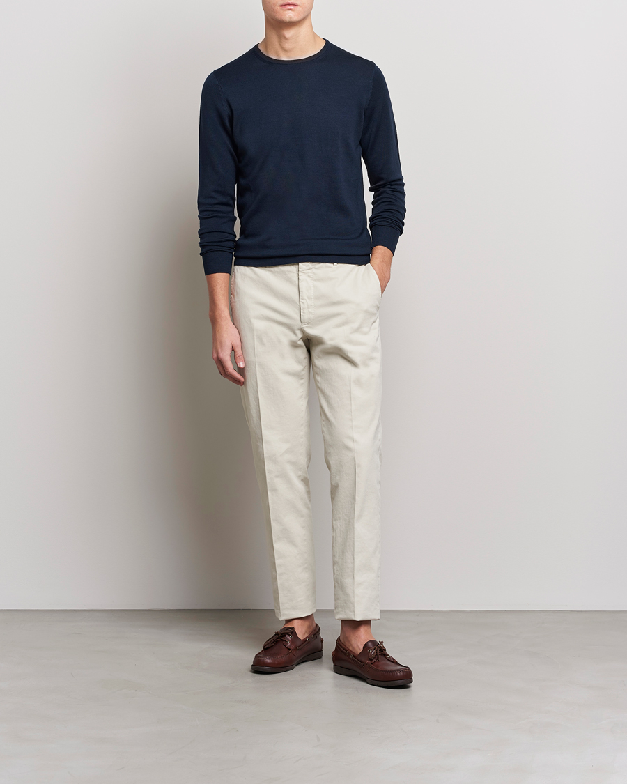 Herre | Trøjer | Sunspel | Crew Neck Jumper Light Navy