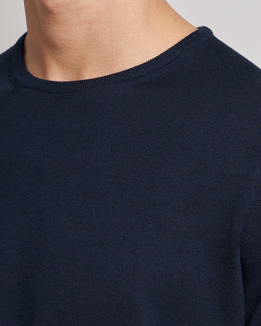 Herre | Trøjer | Sunspel | Crew Neck Jumper Light Navy