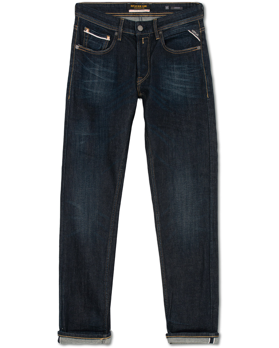 Herre | Jeans | Replay | Groover Stretch Selvedge Jeans Dark Blue