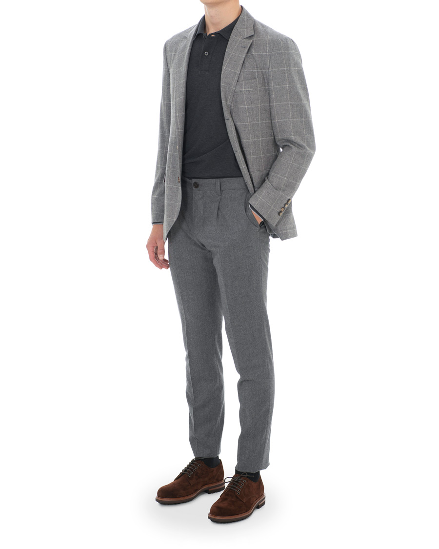 Herre | Blazere & jakker | Brunello Cucinelli | Windowpane Check Blazer Light Grey