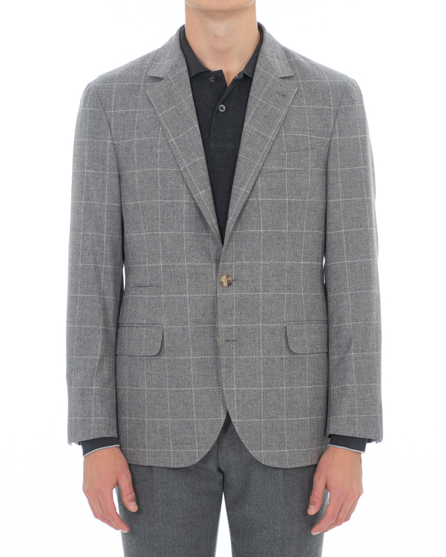 Herre | Blazere & jakker | Brunello Cucinelli | Windowpane Check Blazer Light Grey