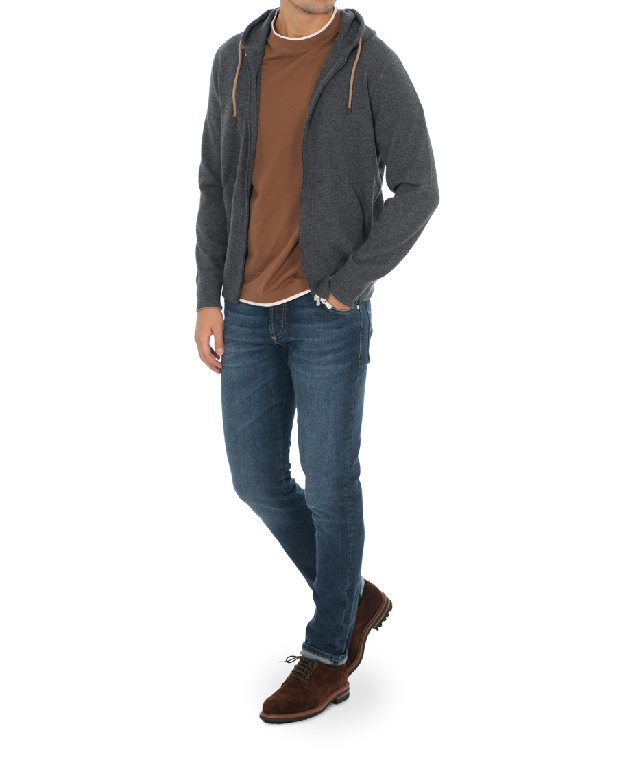 Herre | Trøjer | Brunello Cucinelli | Cashmere Zip Hoodie Dark Grey