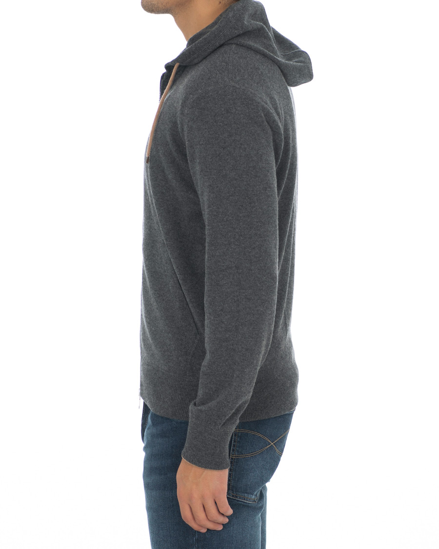 Herre | Trøjer | Brunello Cucinelli | Cashmere Zip Hoodie Dark Grey