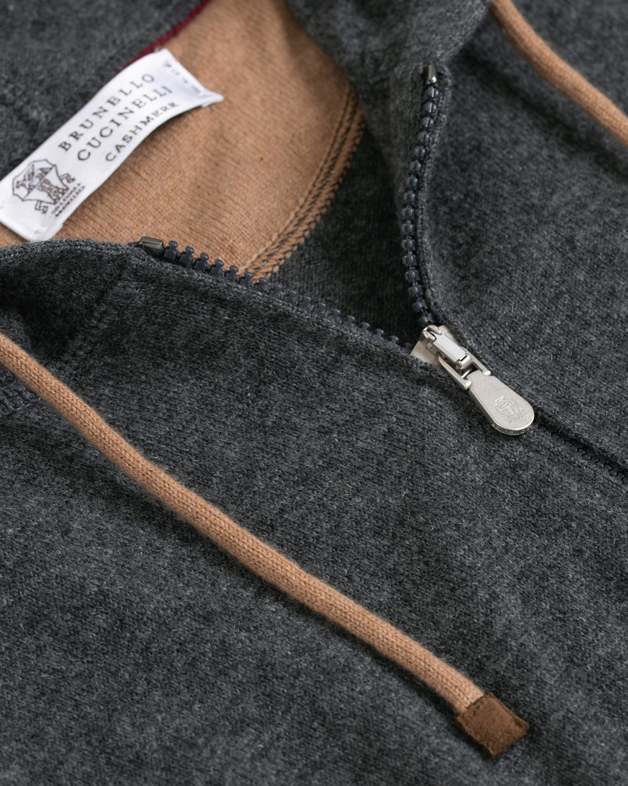 Herre | Trøjer | Brunello Cucinelli | Cashmere Zip Hoodie Dark Grey