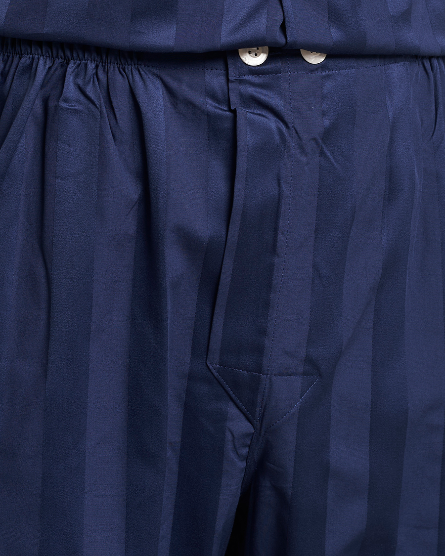 Herre | Pyjamas & Morgenkåber | Derek Rose | Striped Cotton Satin Pyjama Set Navy