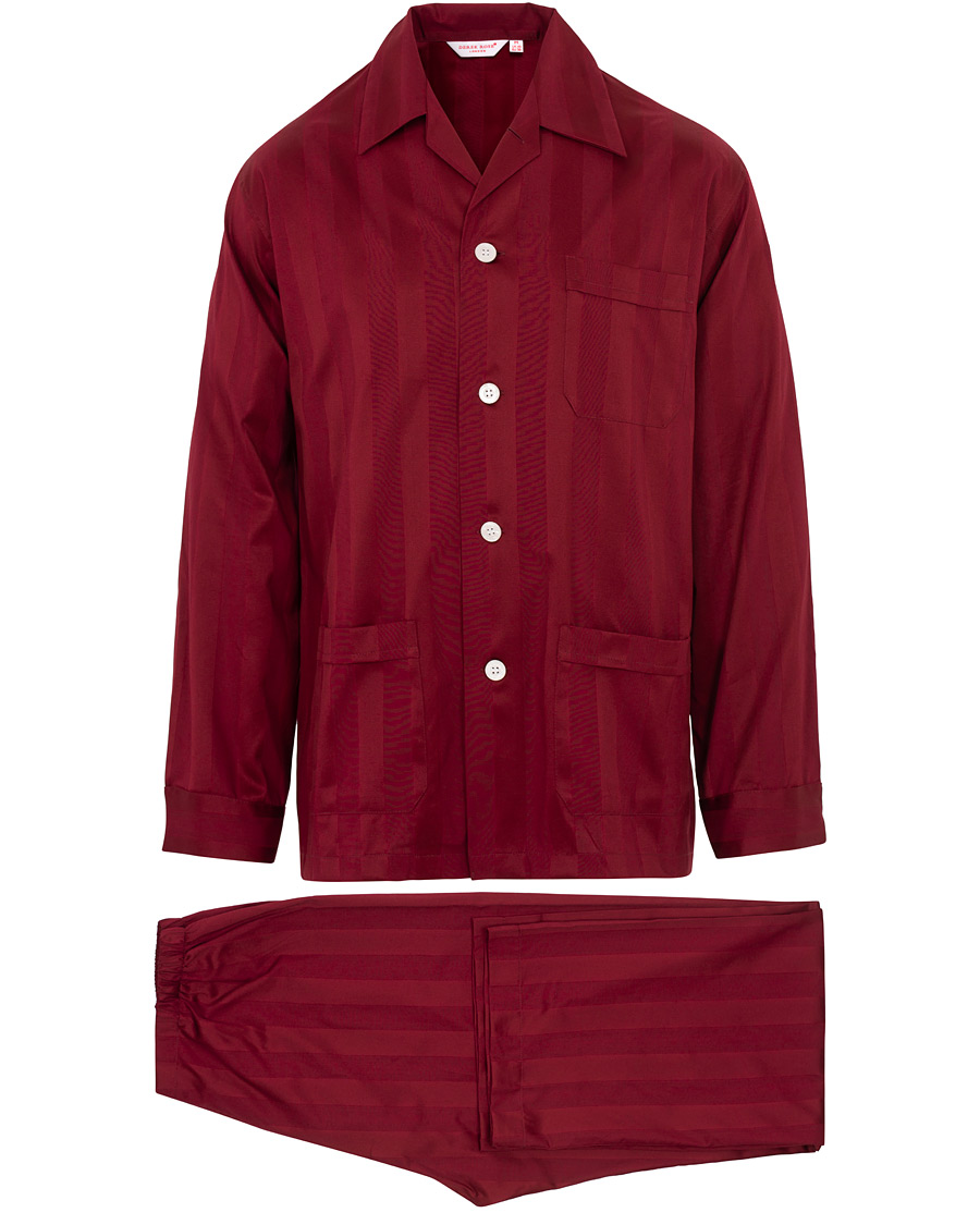 Herre | Pyjamas & Morgenkåber | Derek Rose | Cotton Satin Striped Pyjama Set Wine Red