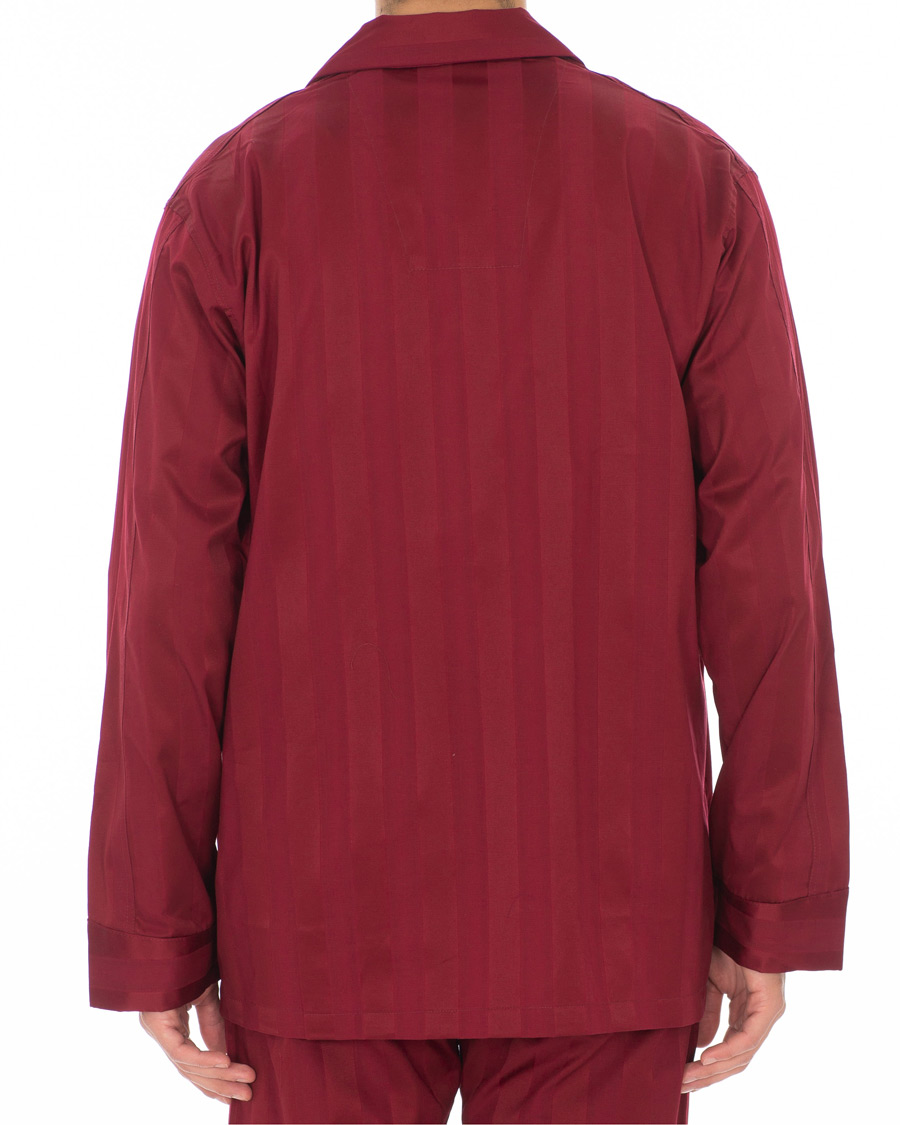 Herre | Pyjamas & Morgenkåber | Derek Rose | Cotton Satin Striped Pyjama Set Wine Red