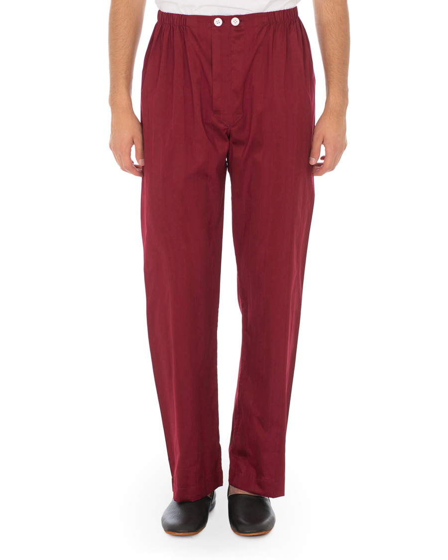 Herre | Pyjamas & Morgenkåber | Derek Rose | Cotton Satin Striped Pyjama Set Wine Red