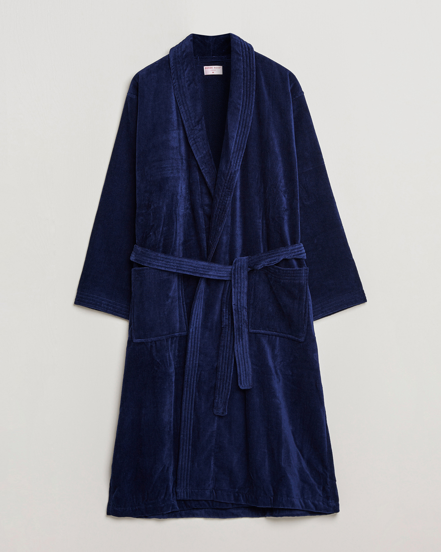Herre | Pyjamas & Morgenkåber | Derek Rose | Cotton Velour Gown Navy