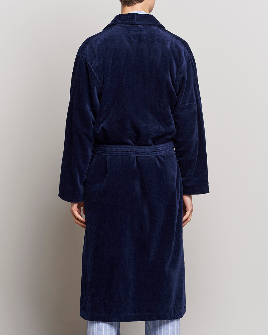 Herre | Pyjamas & Morgenkåber | Derek Rose | Cotton Velour Gown Navy