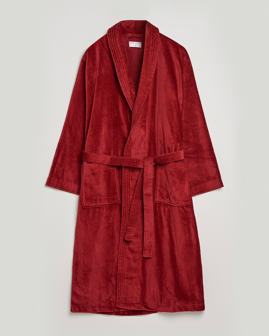 Herre | Pyjamas & Morgenkåber | Derek Rose | Cotton Velour Gown Wine Red