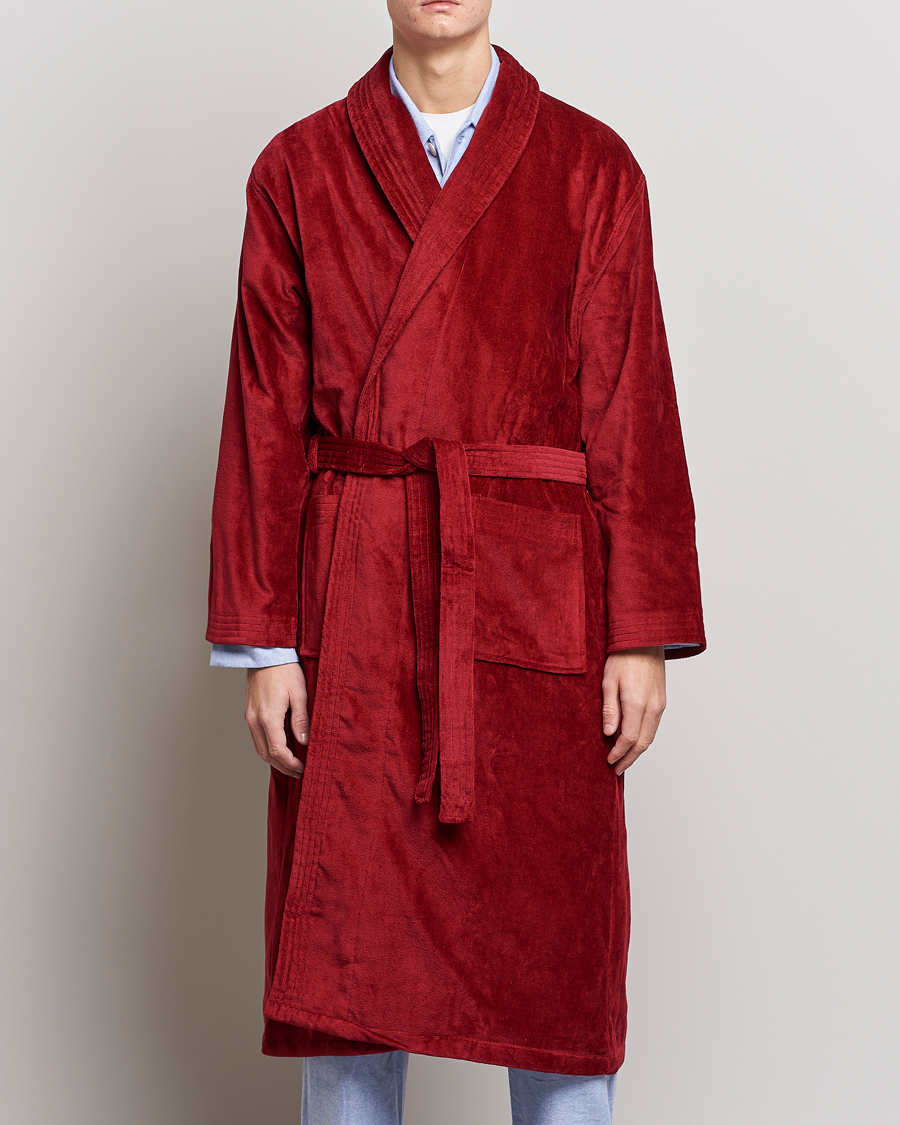 Herre | Tøj | Derek Rose | Cotton Velour Gown Wine Red