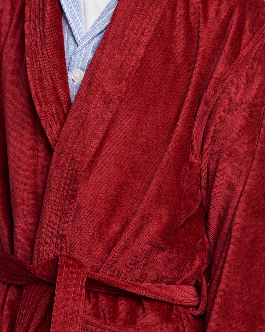 Herre | Pyjamas & Morgenkåber | Derek Rose | Cotton Velour Gown Wine Red