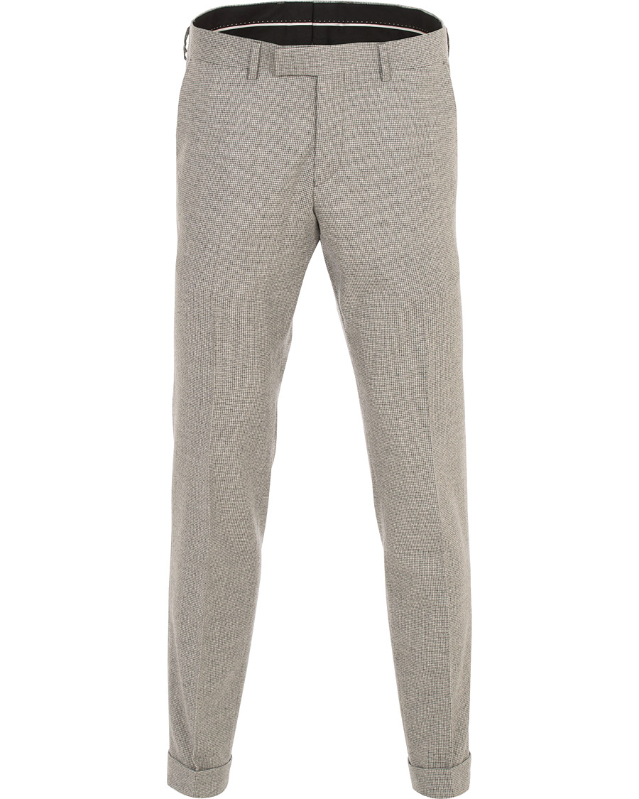 Herre | Bukser | Tiger of Sweden | Tilman Houndstooth Turn Up Brushed Wool Trousers Grey