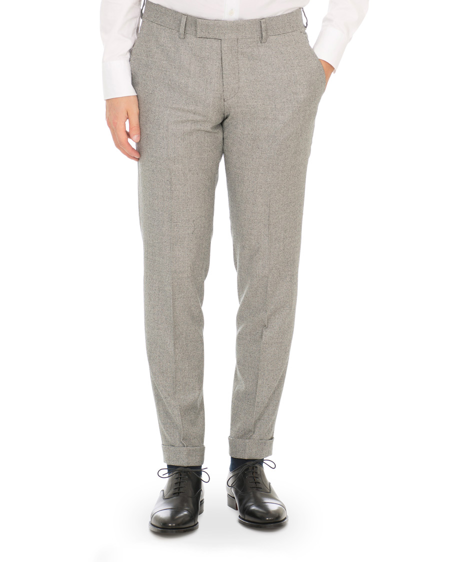 Herre | Bukser | Tiger of Sweden | Tilman Houndstooth Turn Up Brushed Wool Trousers Grey