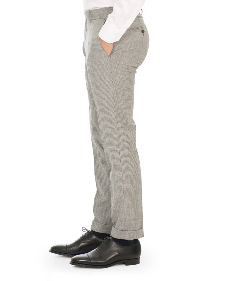 Herre | Bukser | Tiger of Sweden | Tilman Houndstooth Turn Up Brushed Wool Trousers Grey