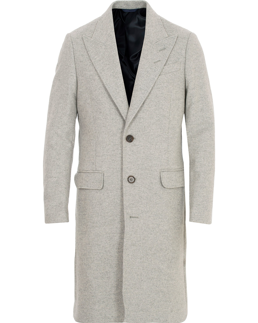 Herre | Jakker | Tiger of Sweden | Seder Peak Lapel Wool/Cashmere Coat Light Grey Melange