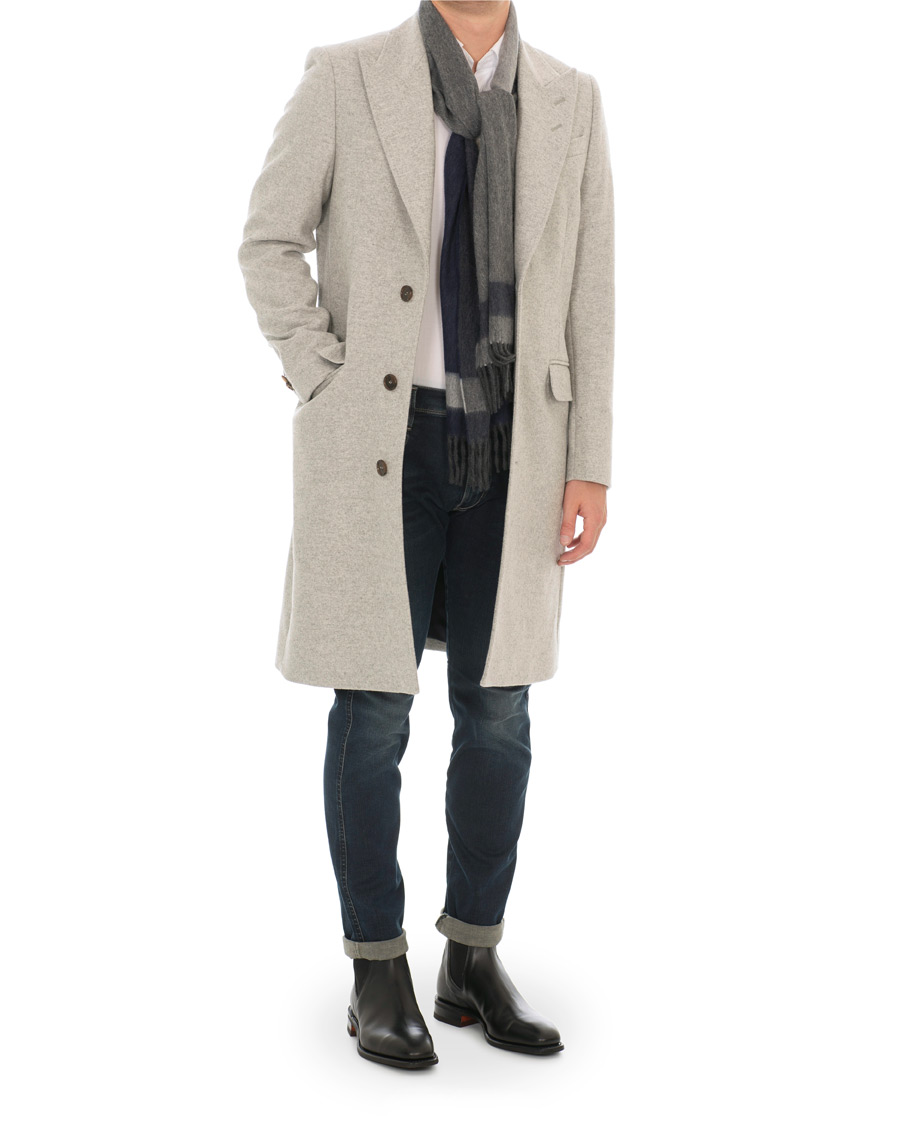 Herre | Jakker | Tiger of Sweden | Seder Peak Lapel Wool/Cashmere Coat Light Grey Melange