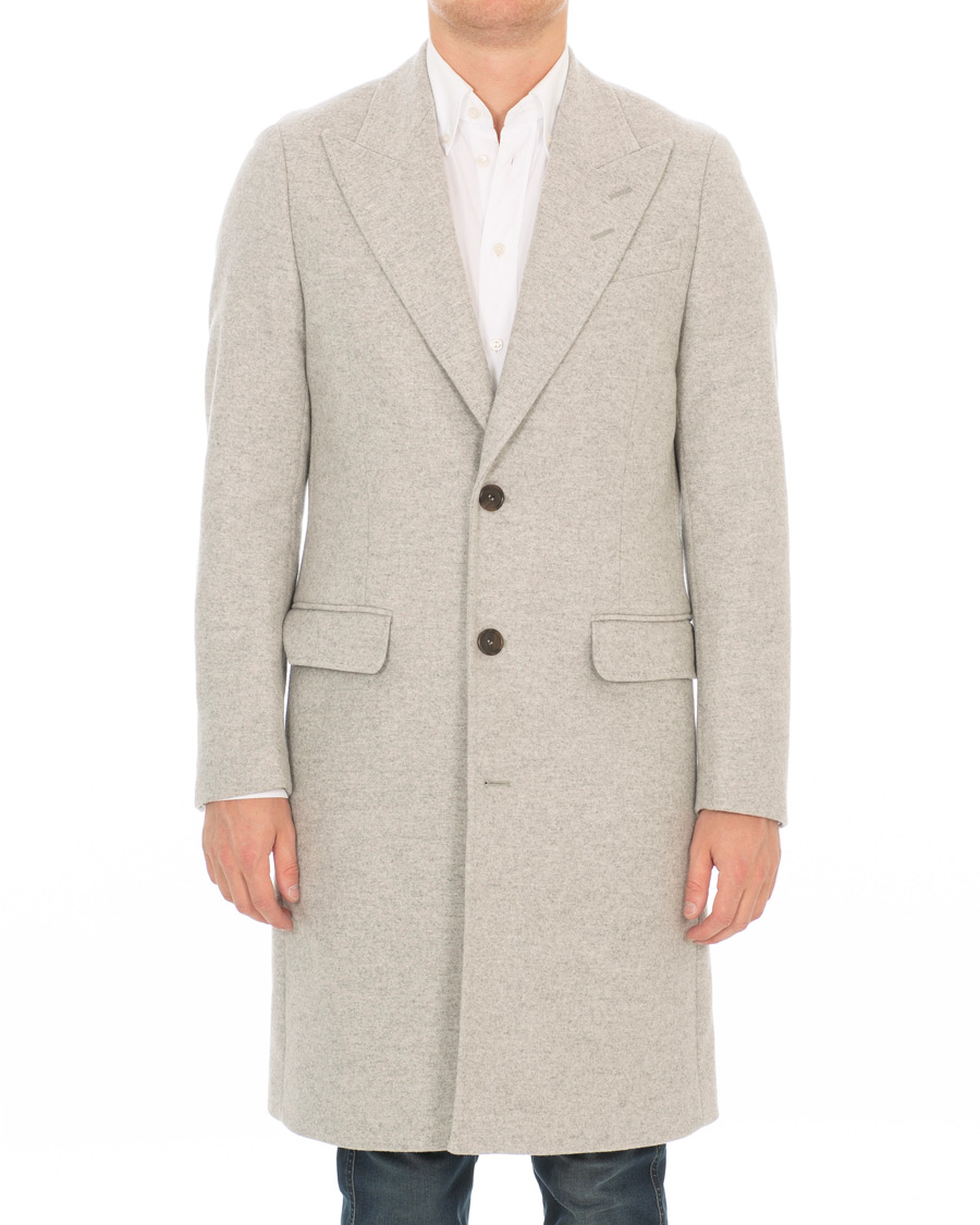 Herre | Jakker | Tiger of Sweden | Seder Peak Lapel Wool/Cashmere Coat Light Grey Melange