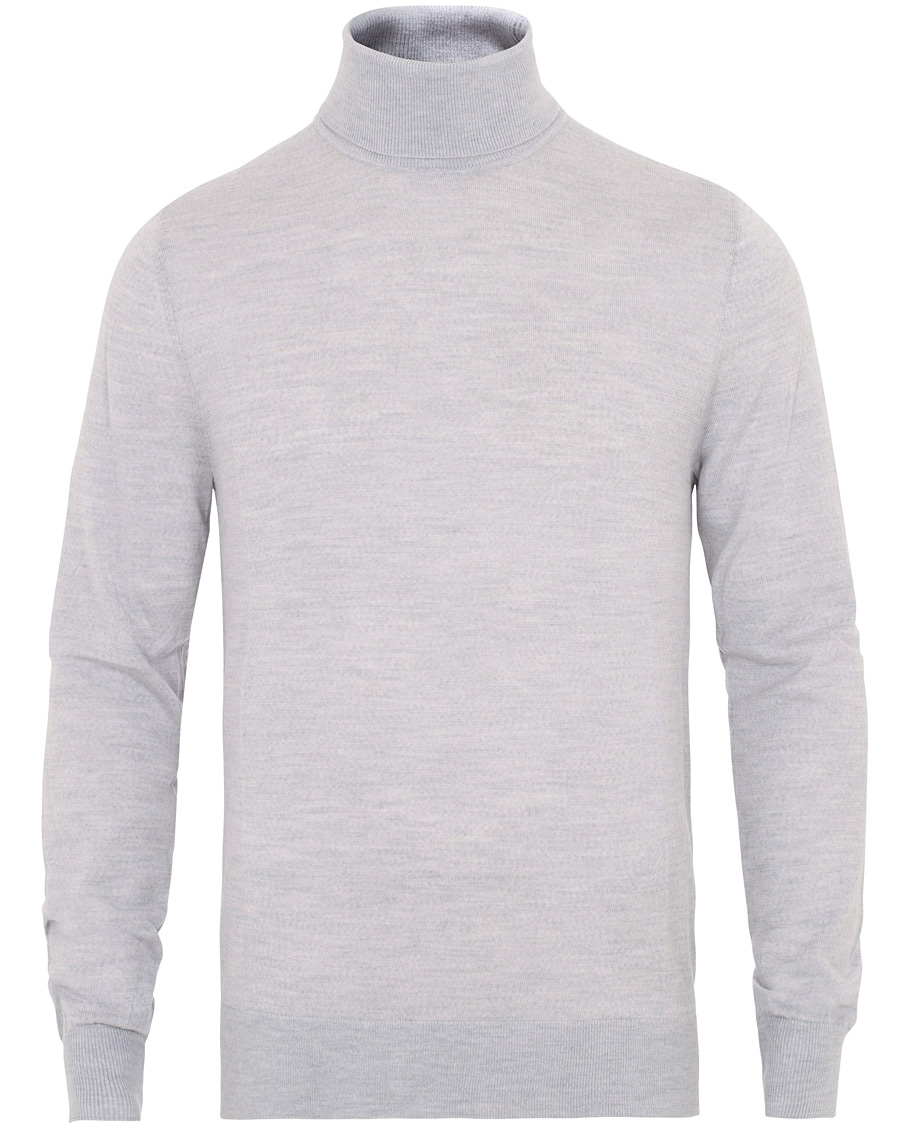 Herre | Trøjer | Tiger of Sweden | Nevile Extra Fine Merino Polo Light Grey Melange