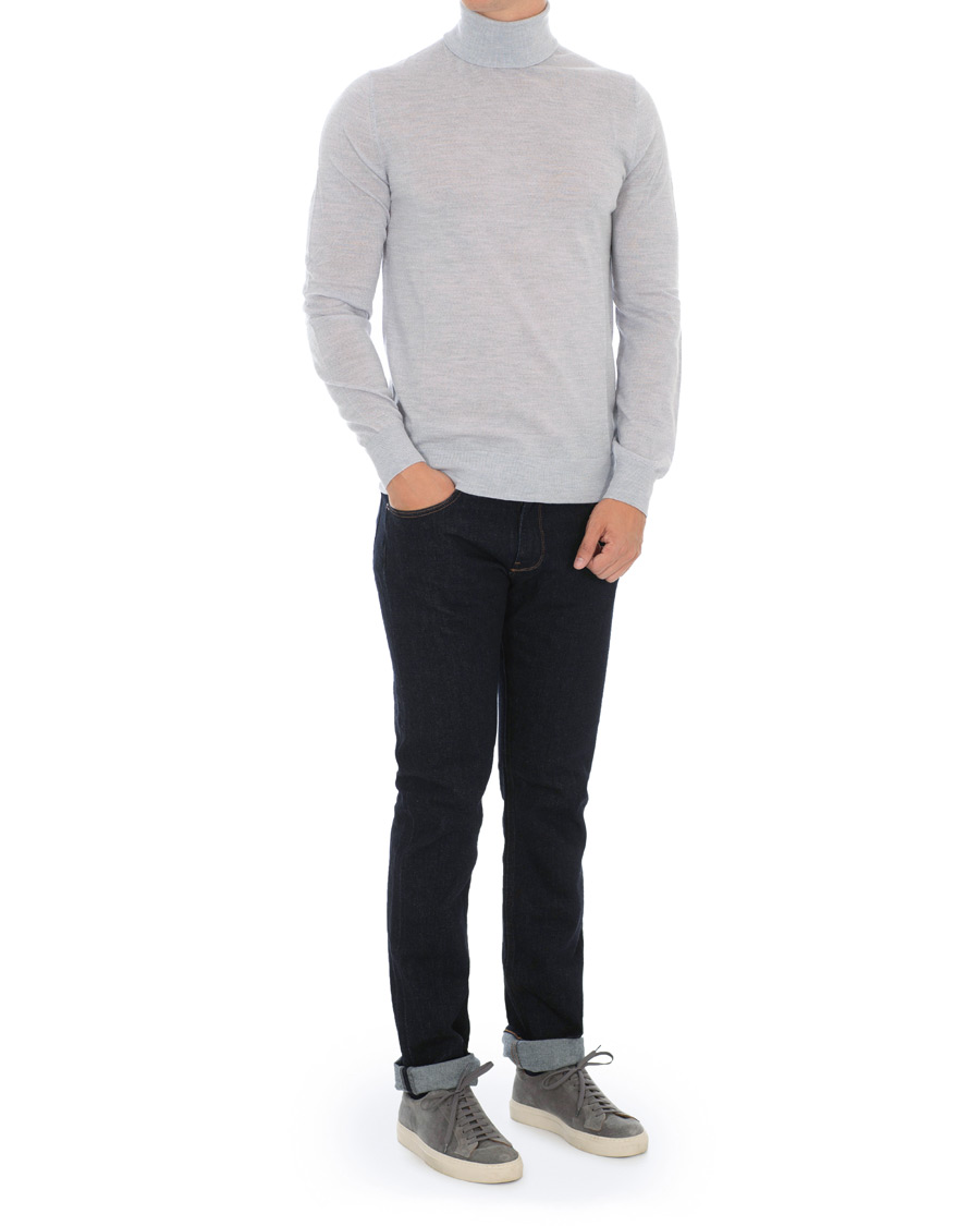 Herre | Trøjer | Tiger of Sweden | Nevile Extra Fine Merino Polo Light Grey Melange