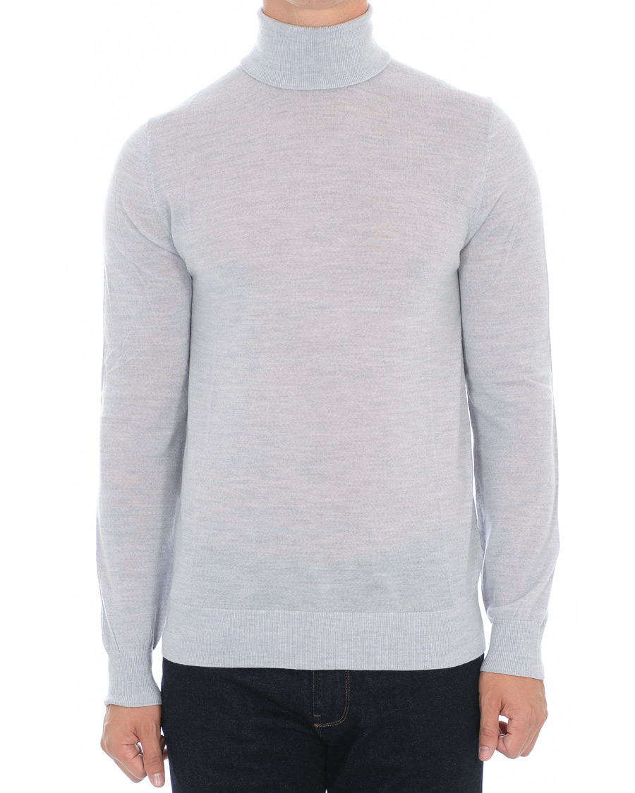 Herre | Trøjer | Tiger of Sweden | Nevile Extra Fine Merino Polo Light Grey Melange