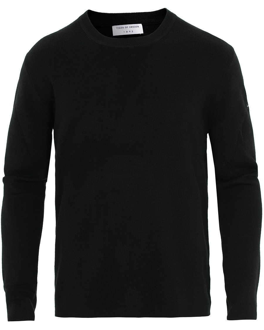 Herre | Trøjer | Tiger of Sweden | Harvik Wool Logo Crew Neck Black