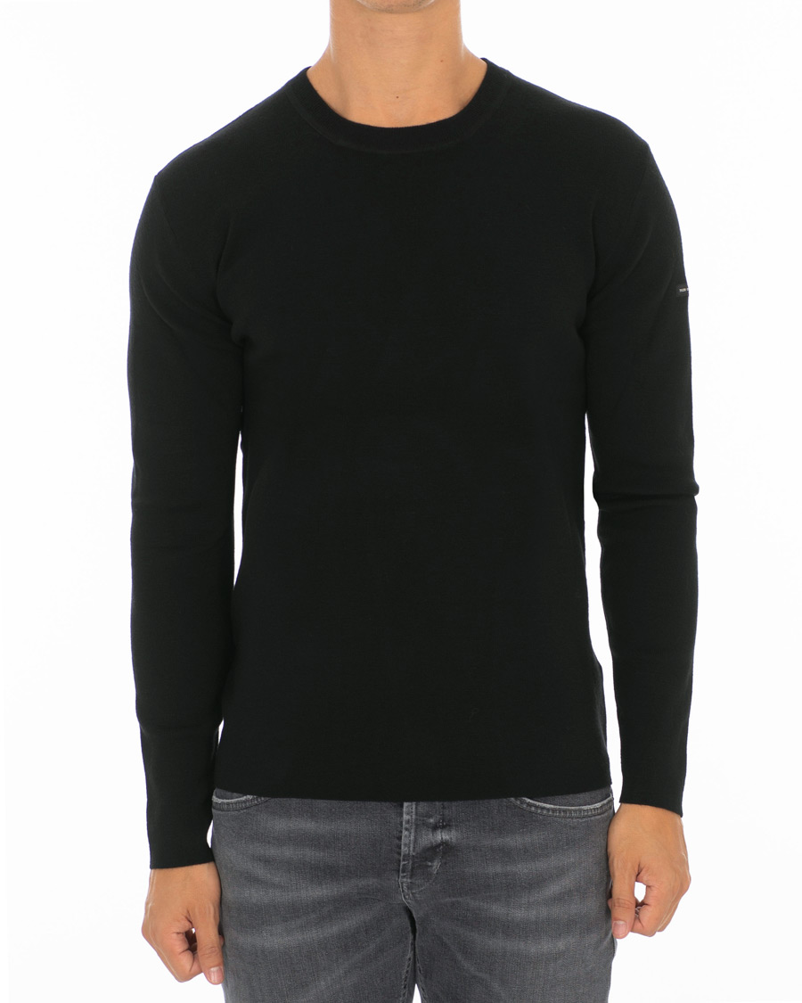 Herre | Trøjer | Tiger of Sweden | Harvik Wool Logo Crew Neck Black
