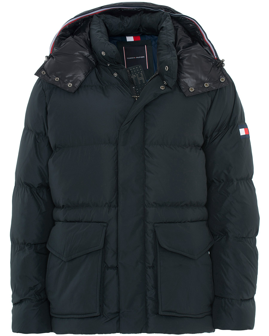 Herre | Jakker | Tommy Hilfiger | Hooded Bomber Down Jacket Jet Black