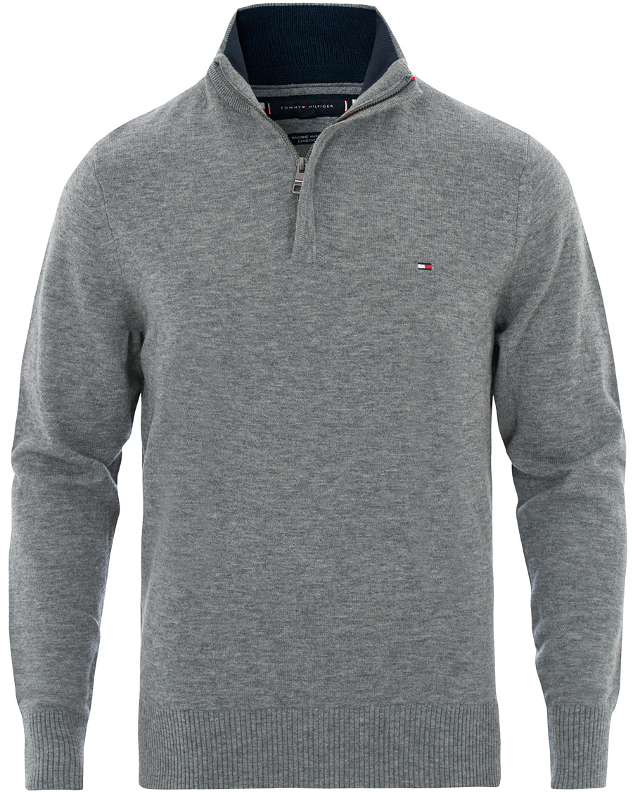 Herre | Trøjer | Tommy Hilfiger | Lambswool Half Zip Silver Fog Heather