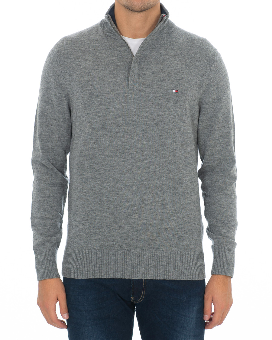 Herre | Trøjer | Tommy Hilfiger | Lambswool Half Zip Silver Fog Heather