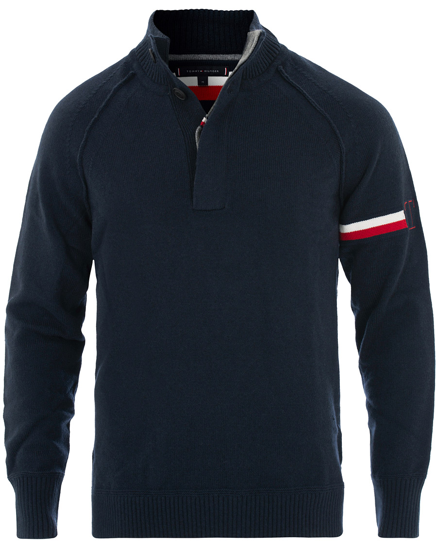 Herre | Trøjer | Tommy Hilfiger | Monogram Button Mock Neck Sky Captain