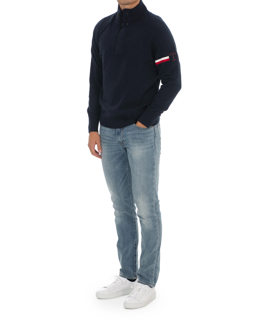Herre | Trøjer | Tommy Hilfiger | Monogram Button Mock Neck Sky Captain
