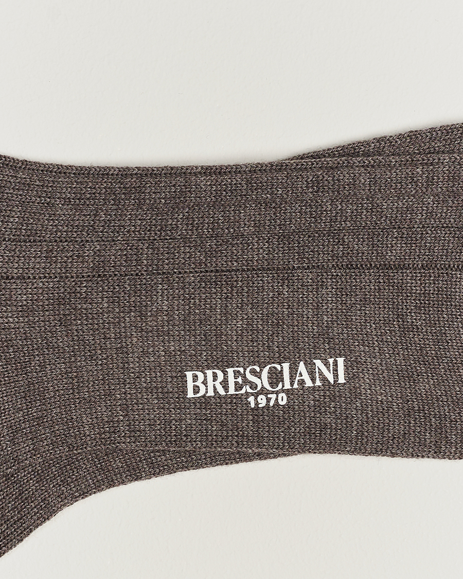 Herre |  | Bresciani | Wool/Nylon Heavy Ribbed Socks Taupe