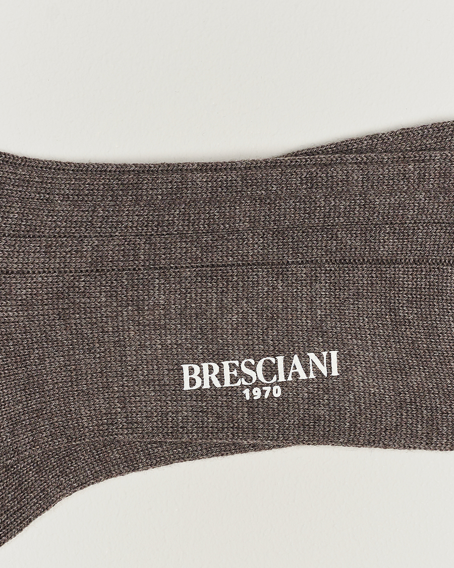 Herre | Undertøj | Bresciani | Wool/Nylon Heavy Ribbed Socks Taupe