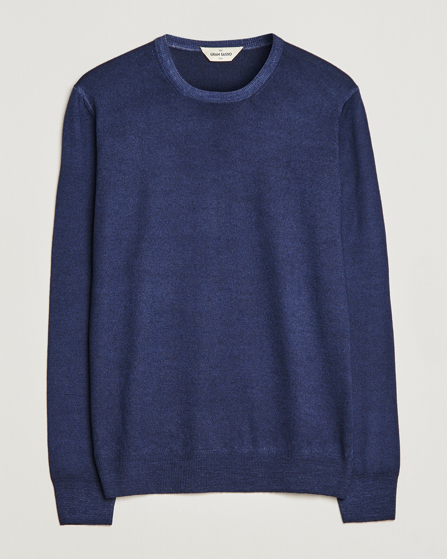 Herre | Trøjer | Gran Sasso | Vintage Merino Fashion Fit Crew Neck Pullover Navy