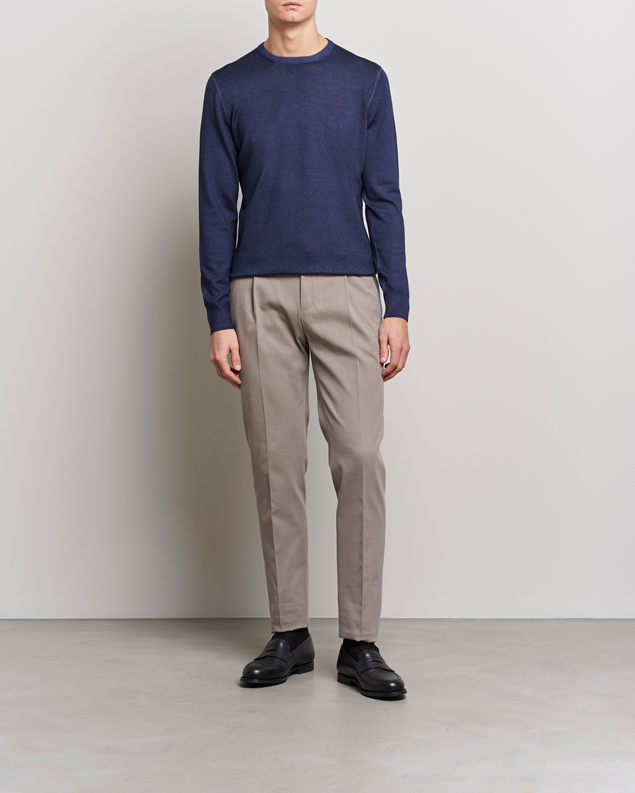 Herre | Trøjer | Gran Sasso | Vintage Merino Fashion Fit Crew Neck Pullover Navy