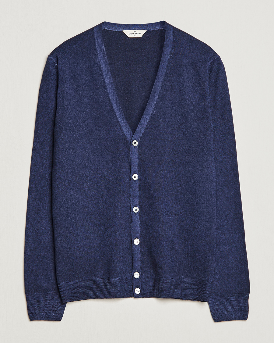 Herre | Trøjer | Gran Sasso | Vintage Merino Fashion Fit Cardigan Navy