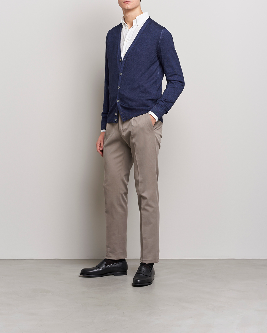 Herre | Trøjer | Gran Sasso | Vintage Merino Fashion Fit Cardigan Navy