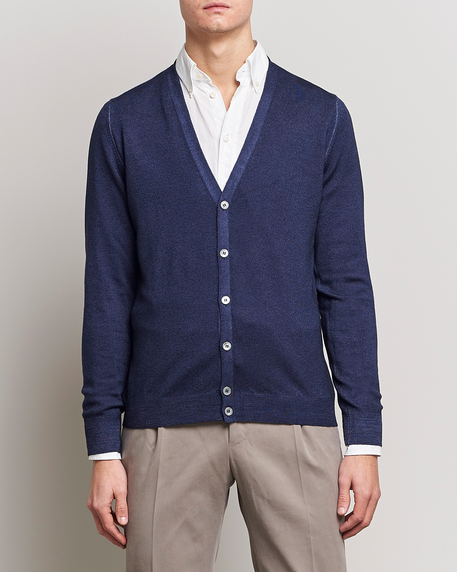 Herre | Trøjer | Gran Sasso | Vintage Merino Fashion Fit Cardigan Navy