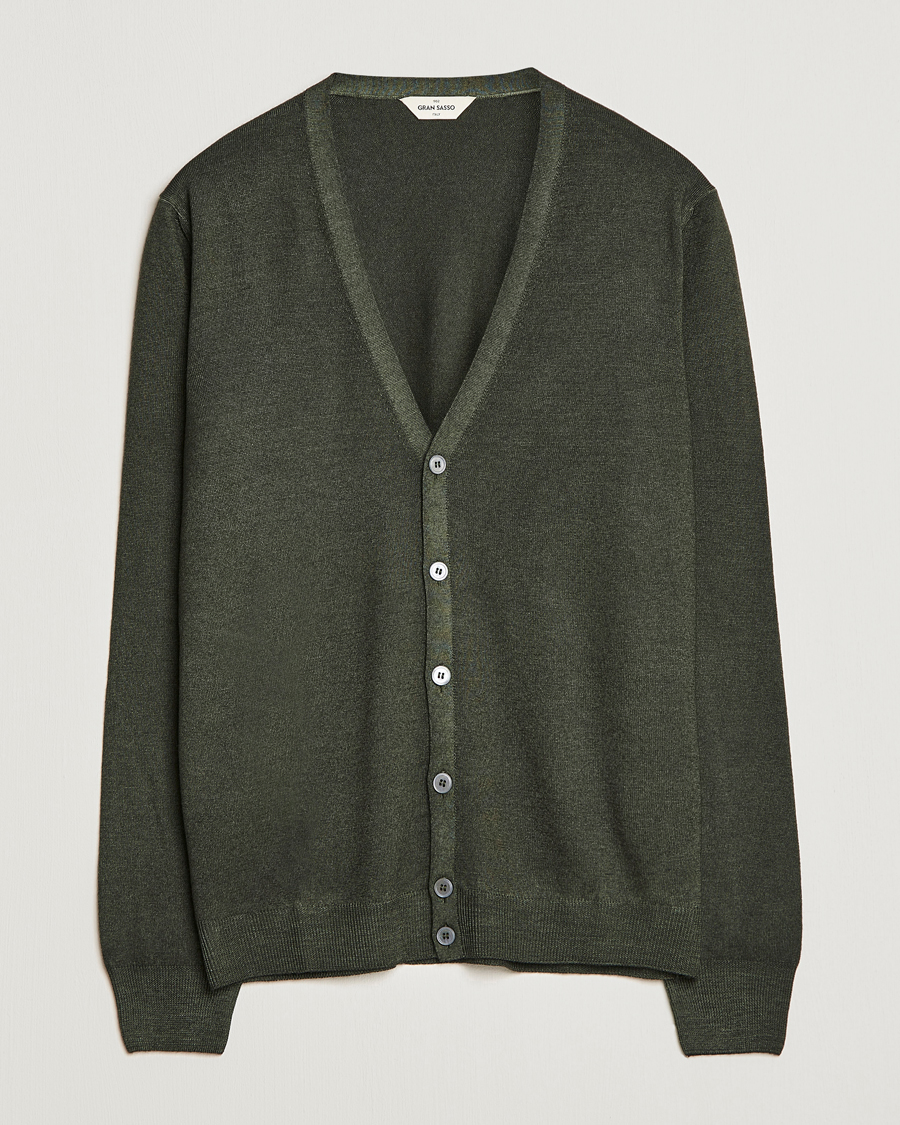 Herre | Trøjer | Gran Sasso | Vintage Merino Fashion Fit Cardigan Green