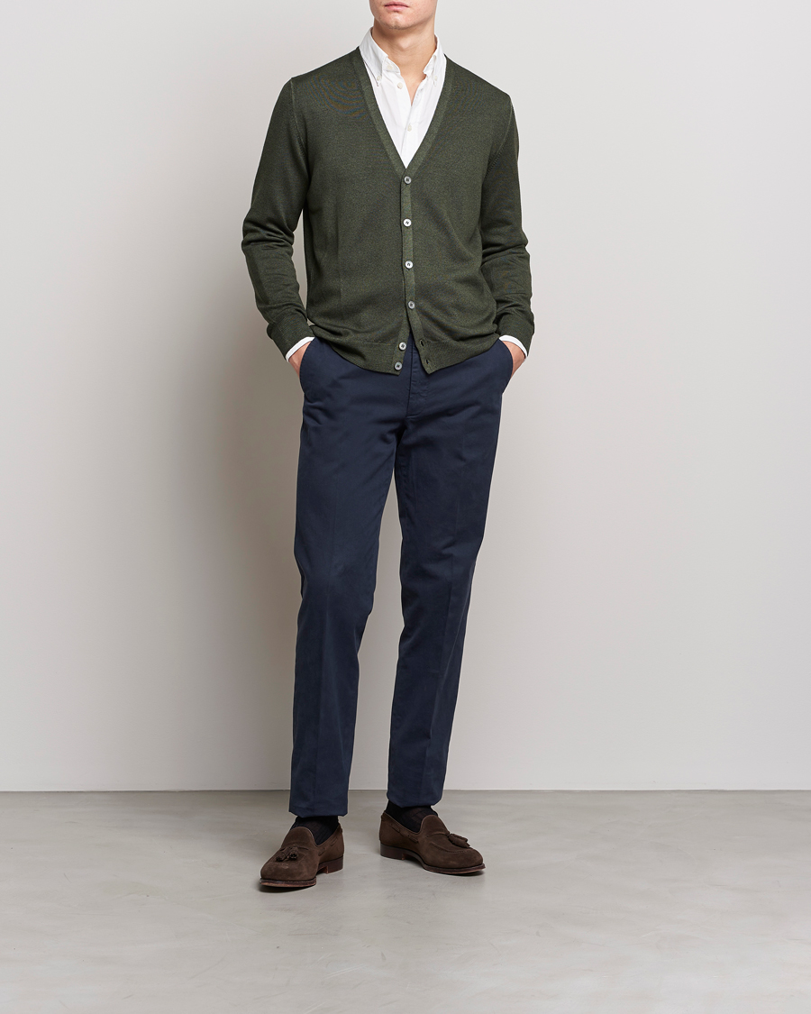Herre | Trøjer | Gran Sasso | Vintage Merino Fashion Fit Cardigan Green