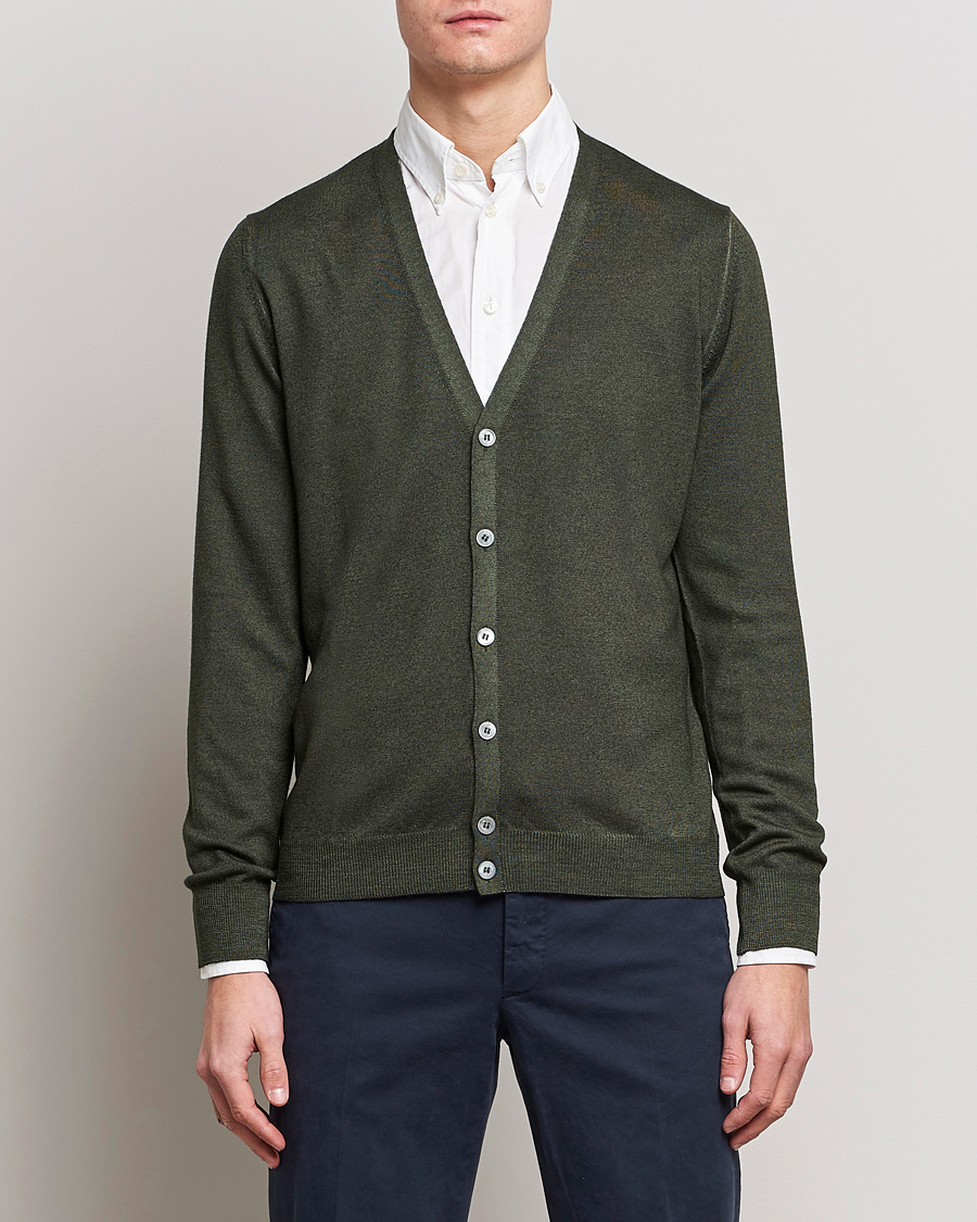 Herre | Trøjer | Gran Sasso | Vintage Merino Fashion Fit Cardigan Green