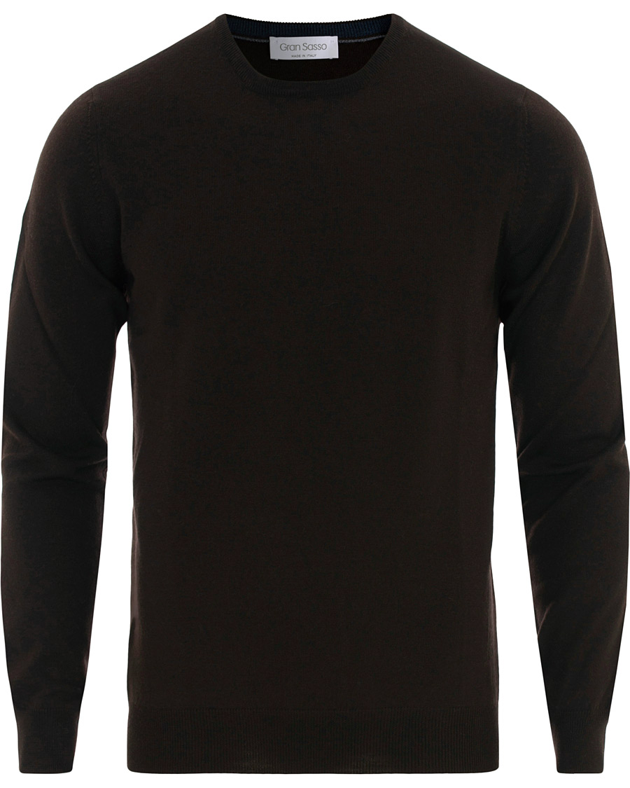 Herre | Trøjer | Gran Sasso | Merino Fashion Fit Crew Neck Pullover Brown